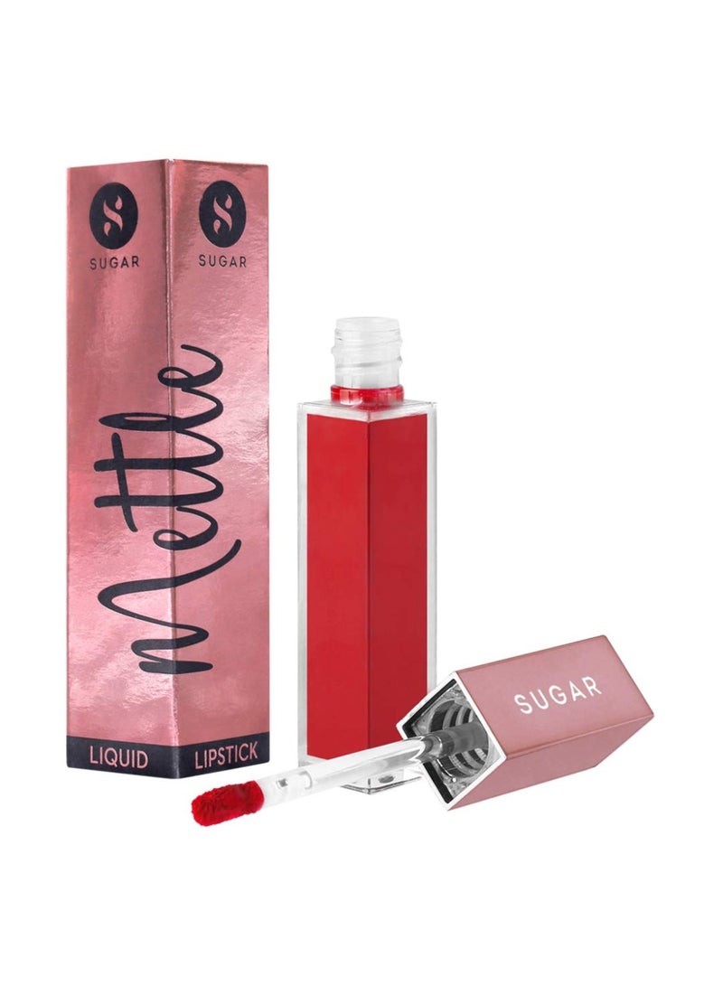 SUGAR Cosmetics Mettle Matte Liquid Lipstick For Women | Highly Pigmented | Transferproof & Long Lasting |7Ml - 04 Sirius (Cherry Red) - Image 2